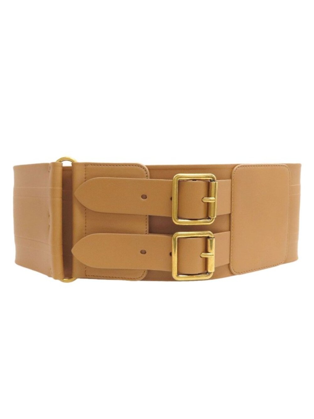 Dior Maxi Double Gold Buckle Belt Leather